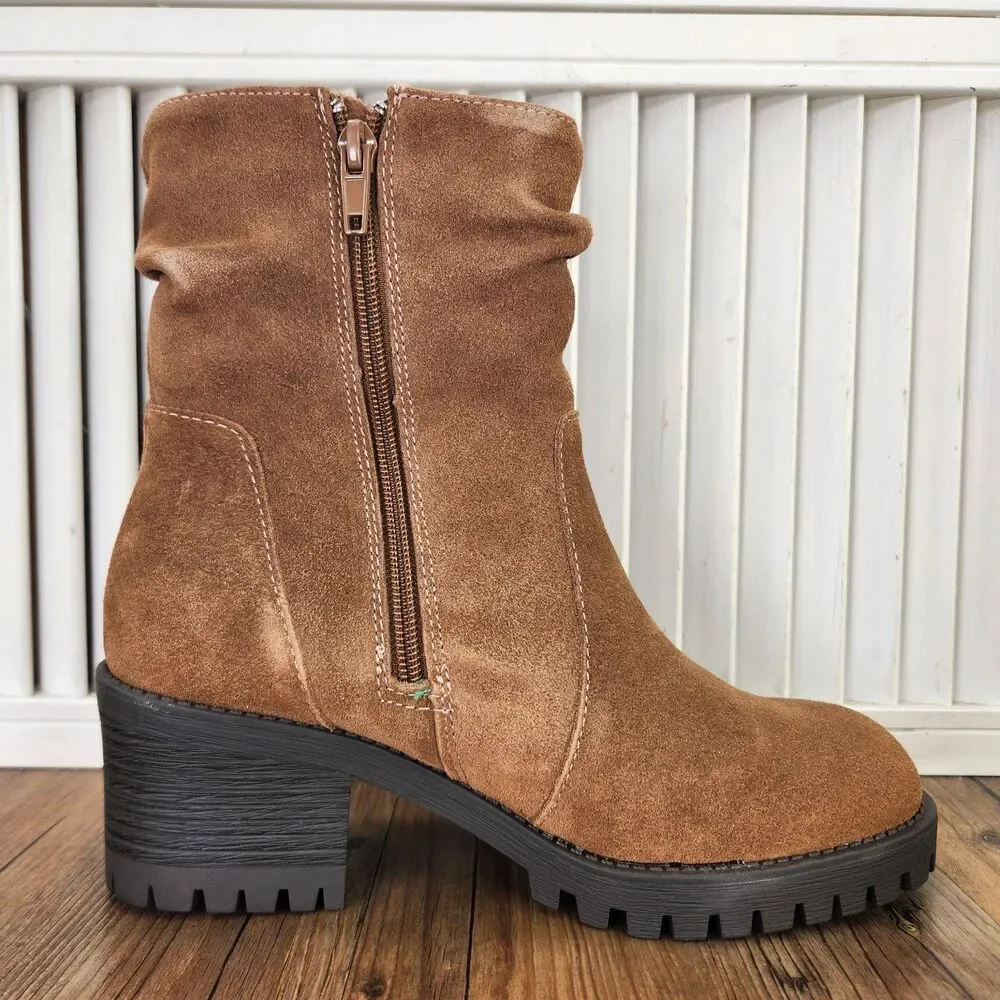 Bella Vita Hattie Cognac Suede Womens Size 7 M Brown Leather Boho Booties Boots